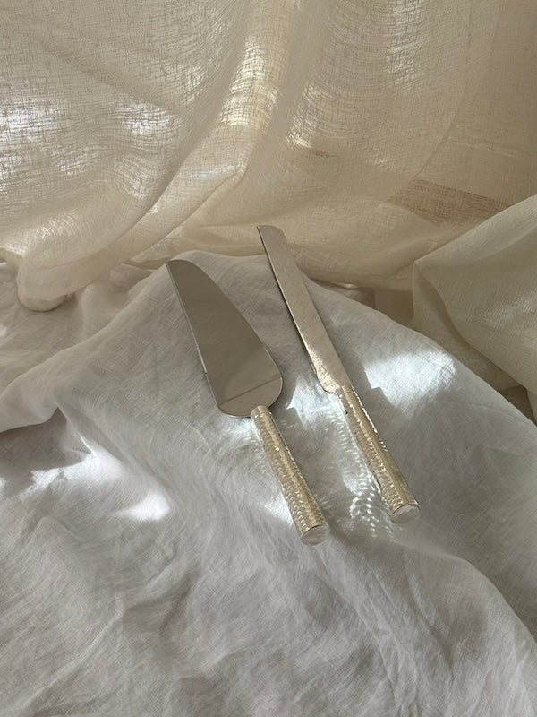 Épernay Nickel-Plated Cake Serving Set – Knife and Serving Spoon