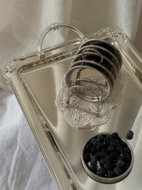 Large Rectangular Bonifacio Silver-Plated Tray with Handles
