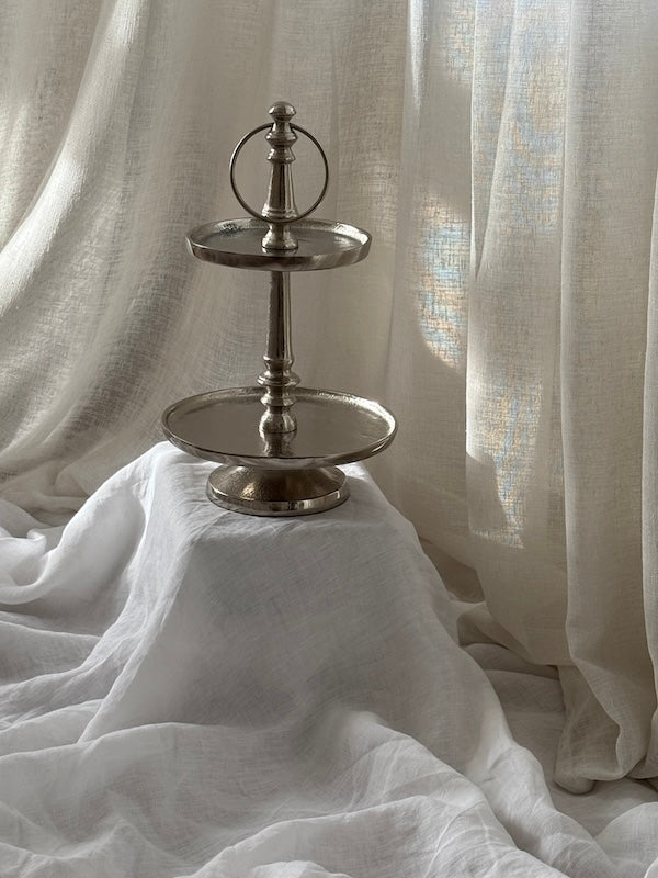 Capri Small Round Two-Tier Serving Stand – Cast Aluminum