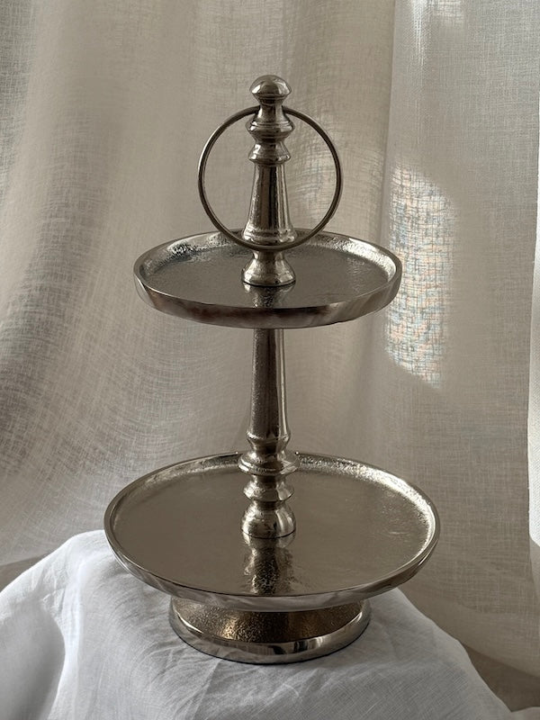 Capri Small Round Two-Tier Serving Stand – Cast Aluminum