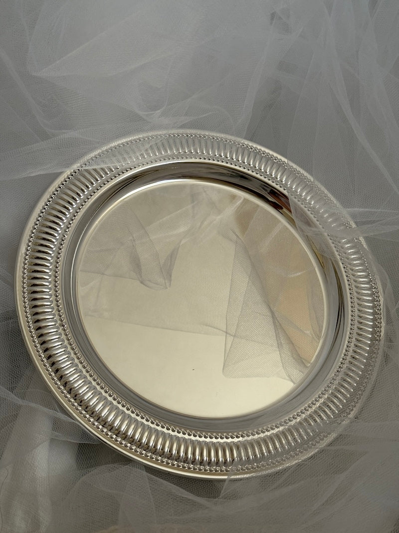 Marbella Round Striped Tray – Silver Plated