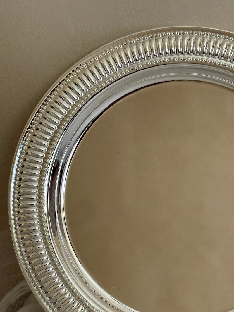 Marbella Round Striped Tray – Silver Plated