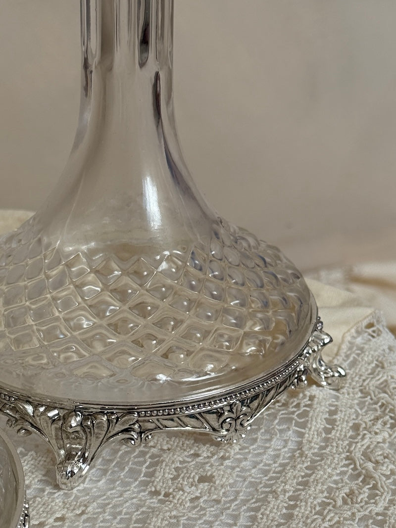 Provence Pair of Silver-Plated and Crystal Candlesticks