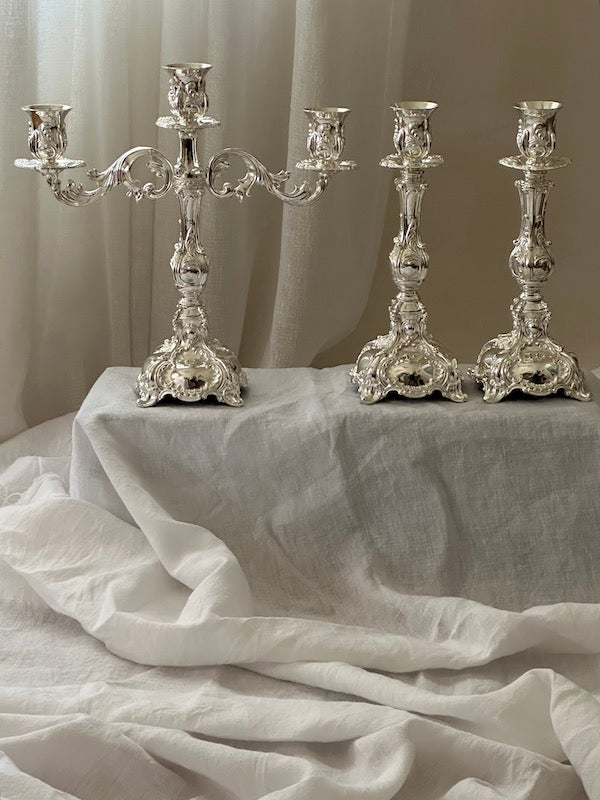 Tall Colmar Silver-Plated Candlesticks