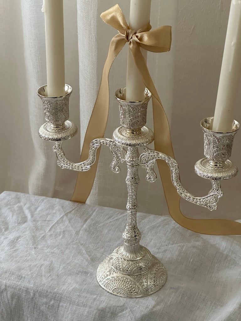 Toulouse 3-Arm Candelabra – Silver Plated