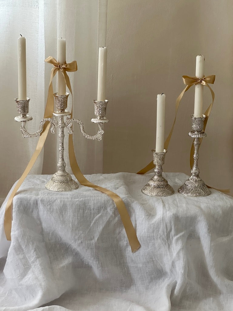 Toulouse 3-Arm Candelabra – Silver Plated