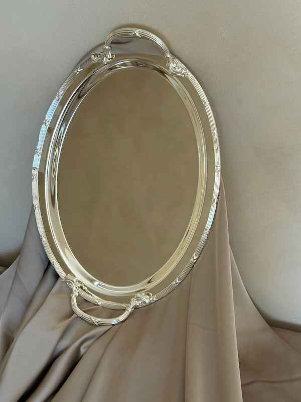 Château Oval Silver-Plated Tray with Handles