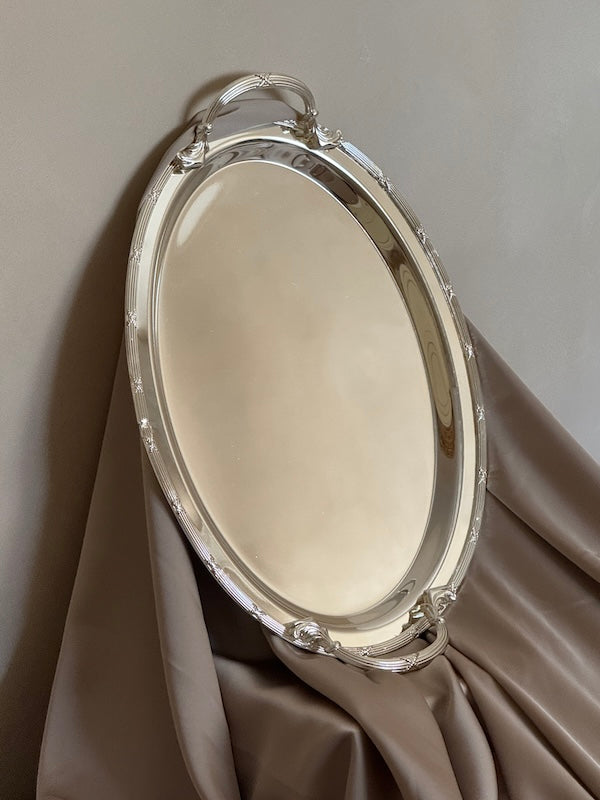 Château Oval Silver-Plated Tray with Handles