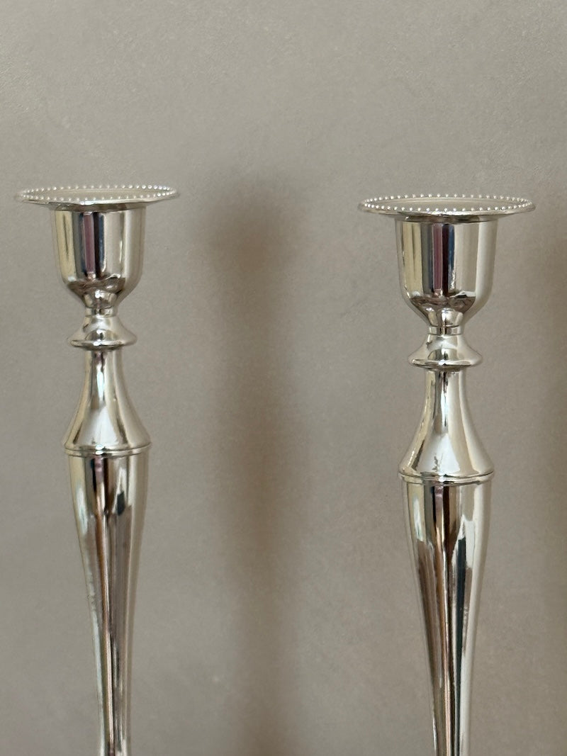 Saint Tropez Set of Tall Silver-Plated Candlesticks