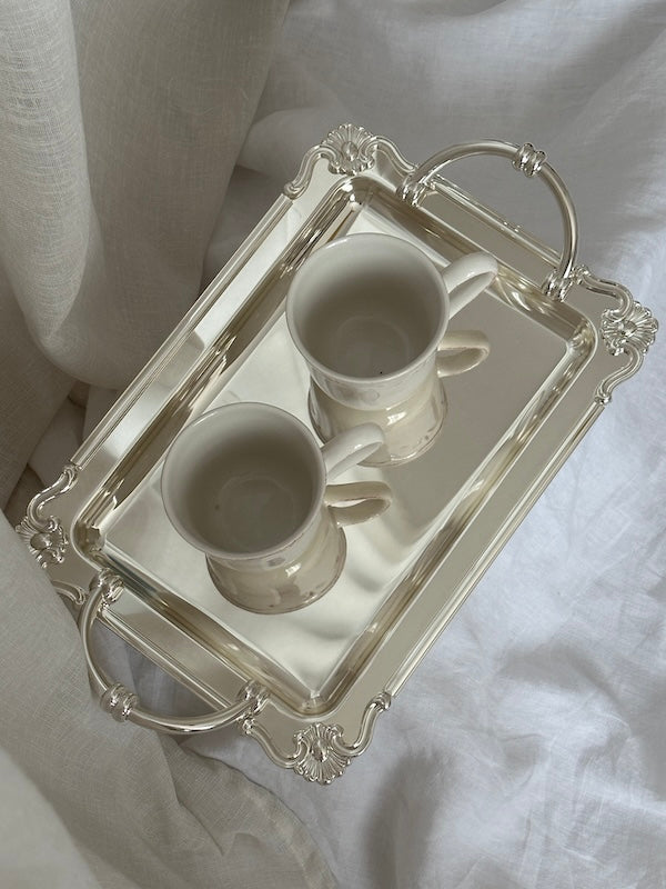 Medium Rectangular Bonifacio Silver-Plated Tray with Handles