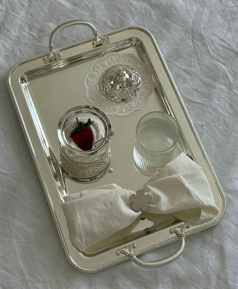 Large Rectangular Umbria Silver-Plated Tray with Handles