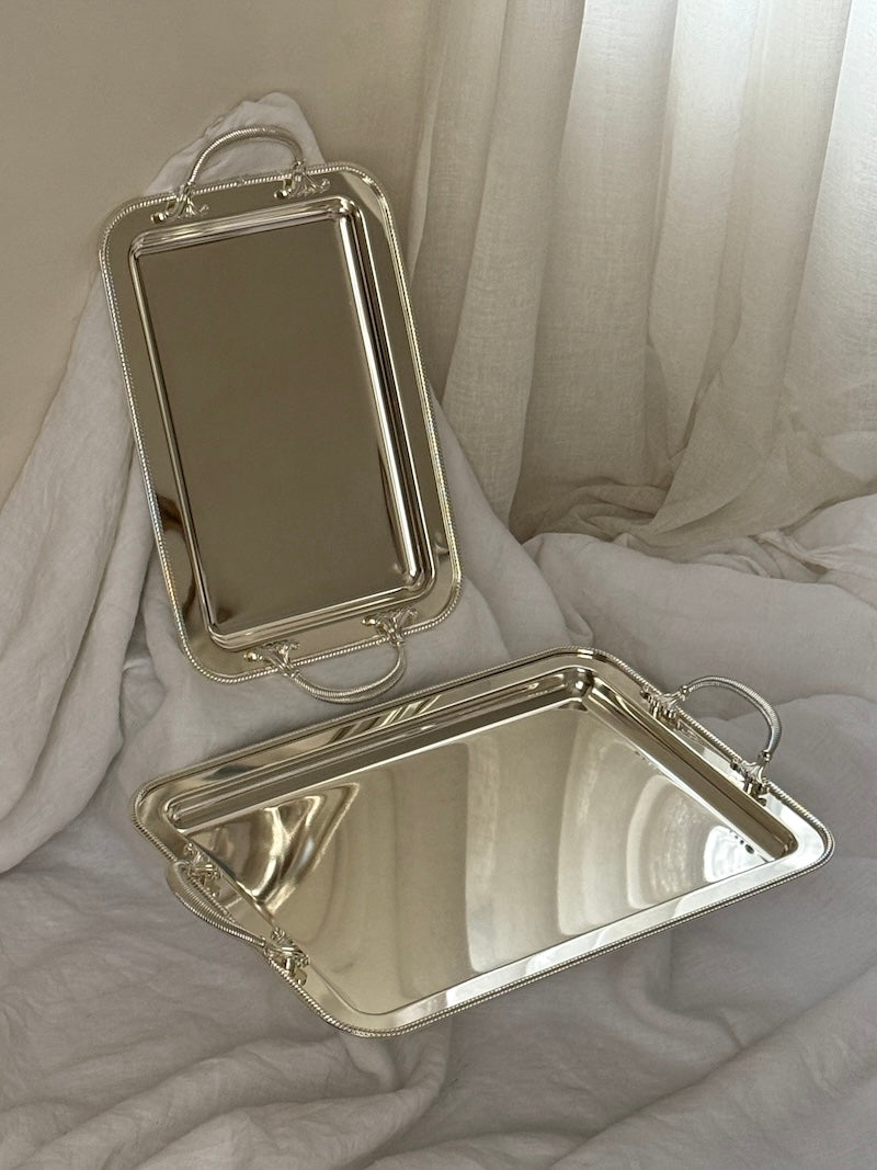 Umbria Medium Rectangular Silver-Plated Tray with Handles