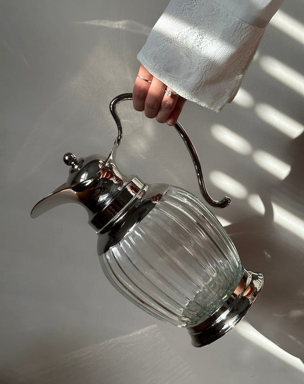 Taormina Glass Beverage Pitcher with Nickel-Plated Lid