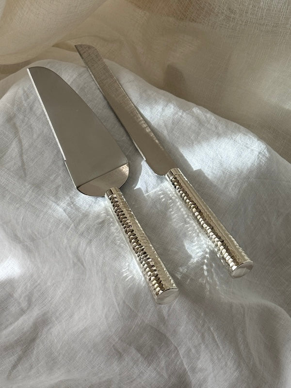 Épernay Nickel-Plated Cake Serving Set – Knife and Serving Spoon