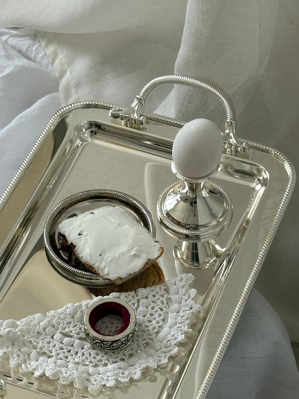 Umbria Medium Rectangular Silver-Plated Tray with Handles