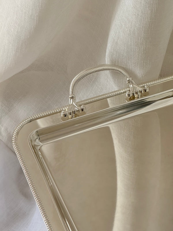 Large Rectangular Umbria Silver-Plated Tray with Handles