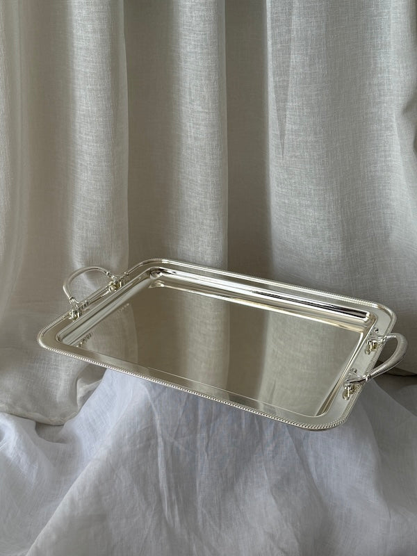 Large Rectangular Umbria Silver-Plated Tray with Handles
