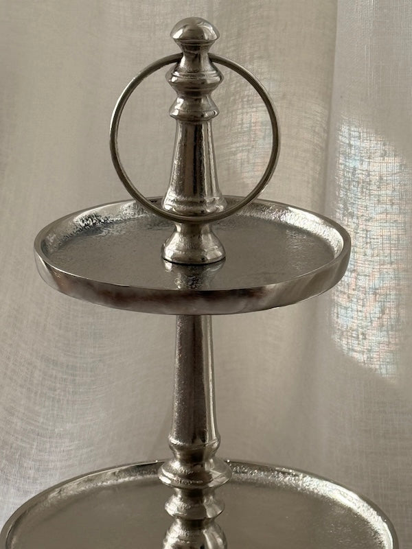 Capri Small Round Two-Tier Serving Stand – Cast Aluminum