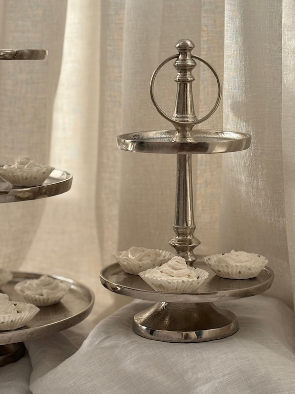 Capri Small Round Two-Tier Serving Stand – Cast Aluminum