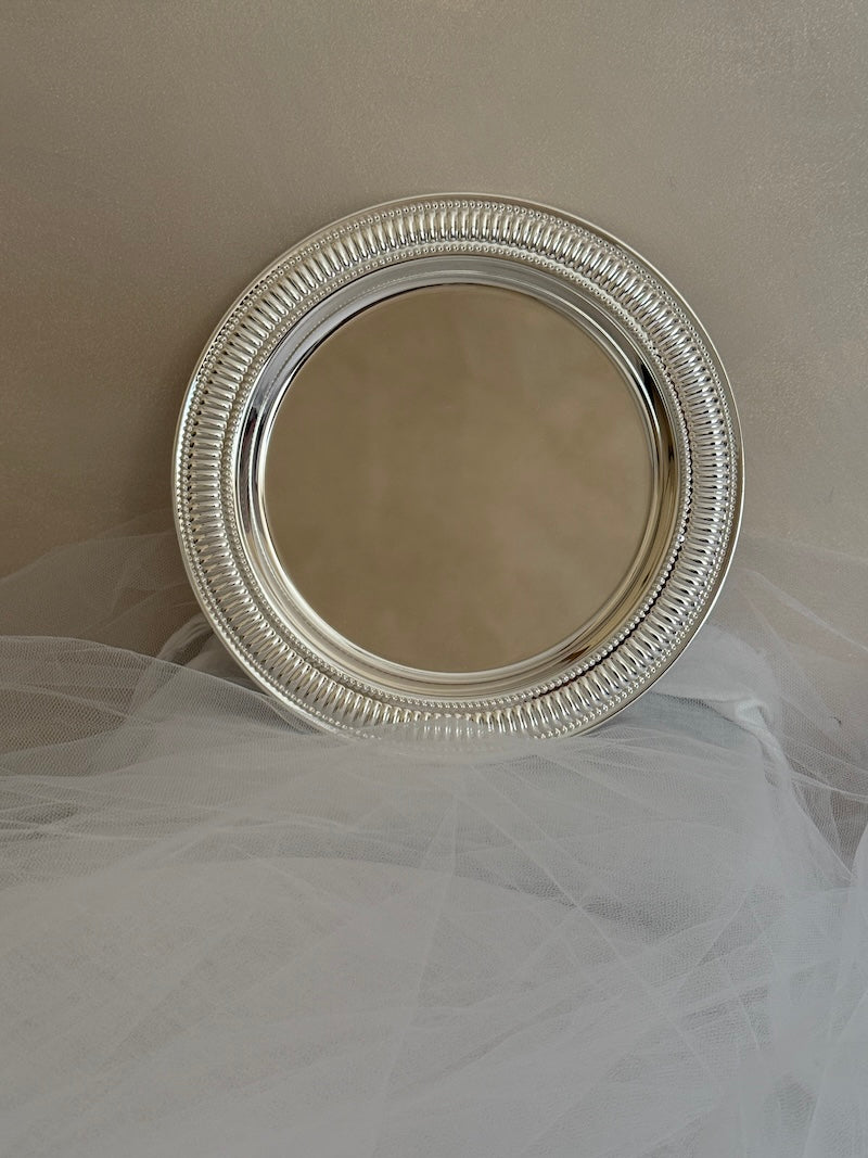 Marbella Round Striped Tray – Silver Plated