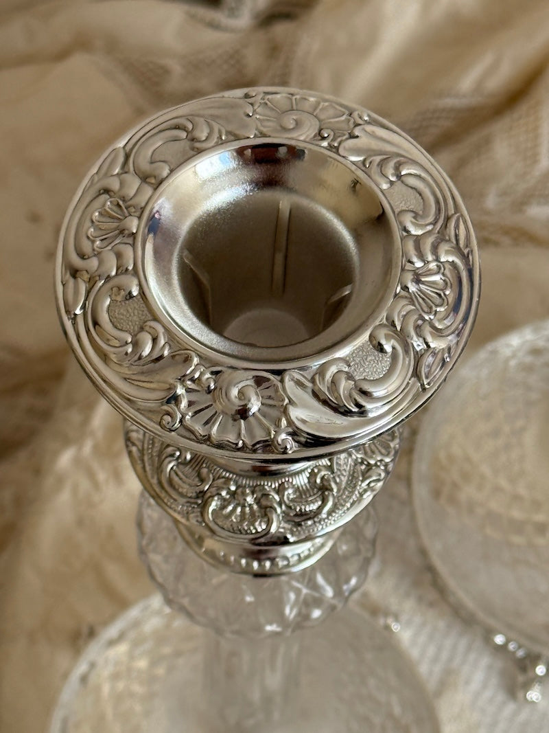 Provence Pair of Silver-Plated and Crystal Candlesticks