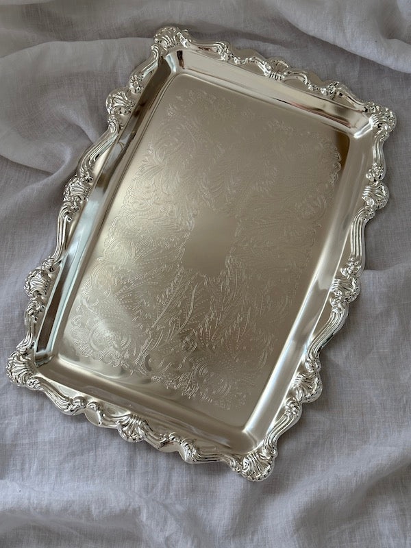 Large Sea Shell Nickel-Plated Tray with Shell Décor