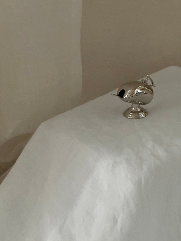 Bordeaux Nickel-Plated Small Sugar Bowl with Spoon