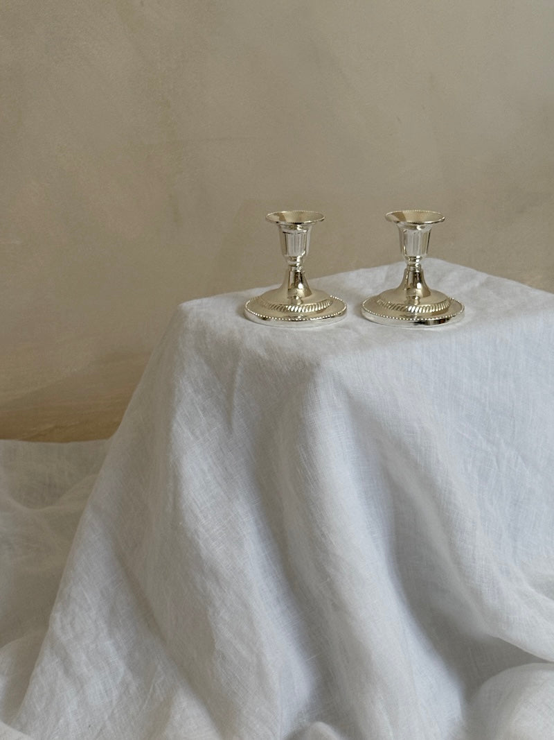Umbria Set of Low Silver-Plated Candlesticks