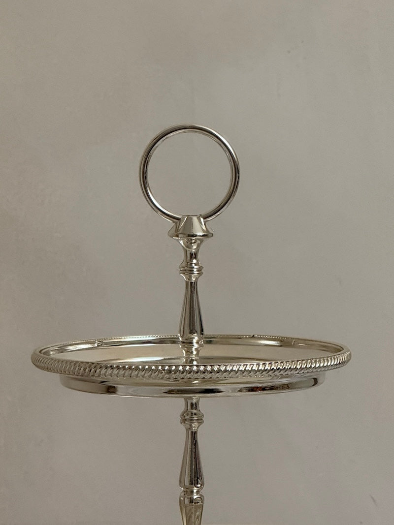 Umbria Two-Tier Round Silver-Plated Stand with Delicate Embellishments