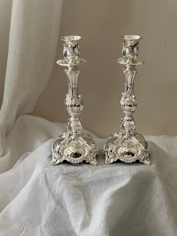 Tall Colmar Silver-Plated Candlesticks