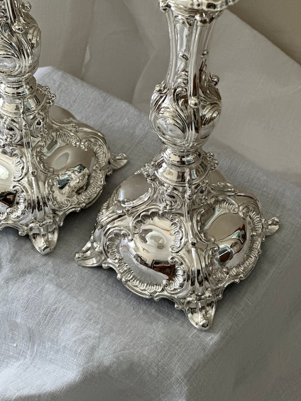 Tall Colmar Silver-Plated Candlesticks