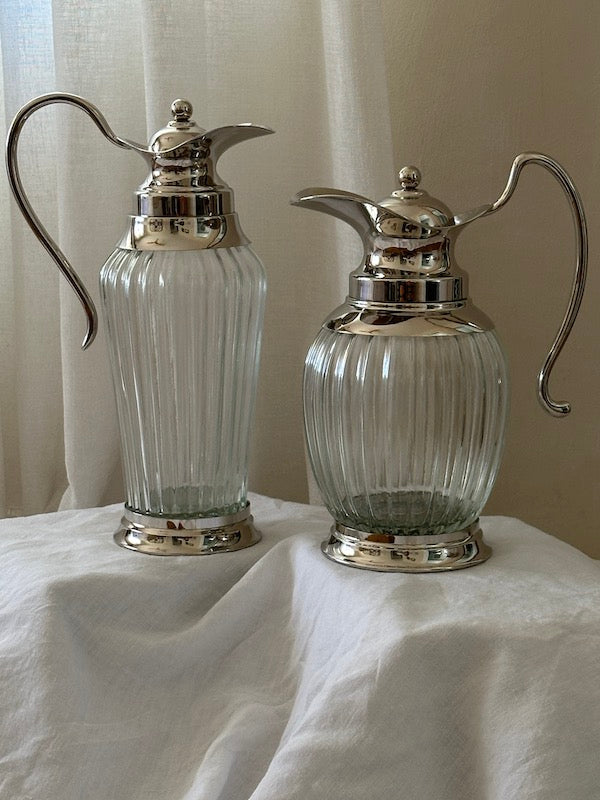Taormina Glass Beverage Pitcher with Nickel-Plated Lid