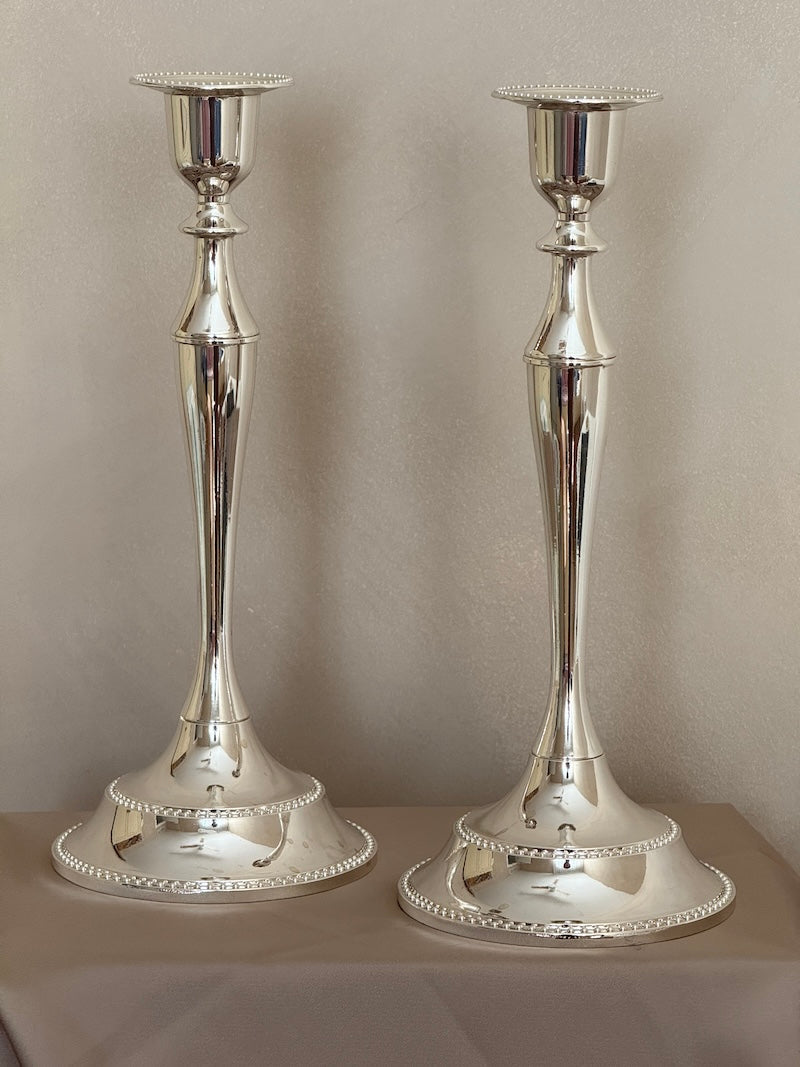 Saint Tropez Set of Tall Silver-Plated Candlesticks