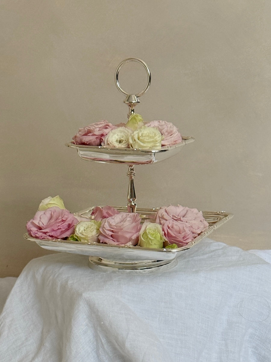 Château Two-Tier Square Silver-Plated Stand