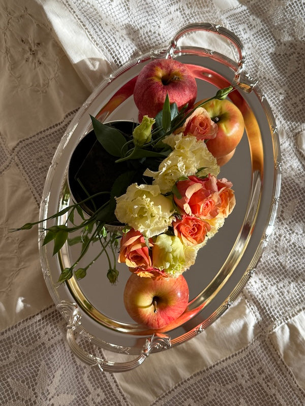 Château Oval Silver-Plated Tray with Handles
