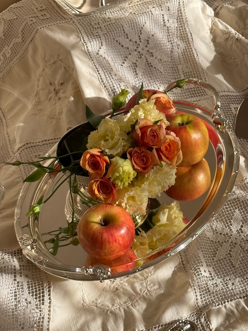 Château Oval Silver-Plated Tray with Handles