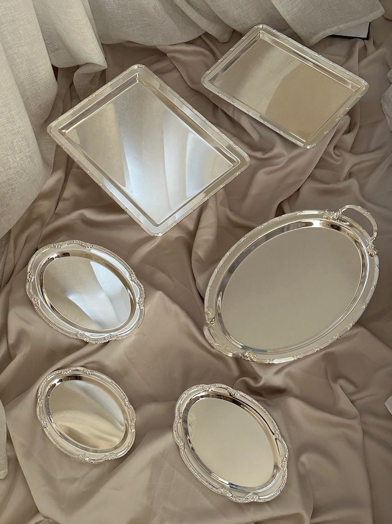 Château Oval Silver-Plated Tray with Handles